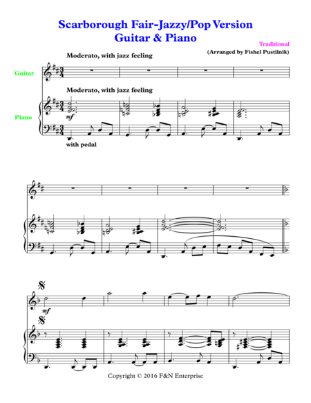 Scarborough Fair Jazzy Pop Version Guitar Piano Page 2