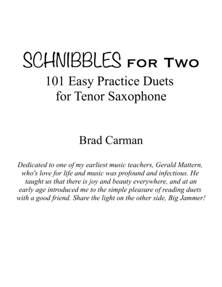 Schnibbles For Two 101 Easy Practice Duets For Band Tenor Saxophone Page 2