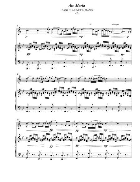 Schubert Ave Maria For Bass Clarinet Piano Page 2