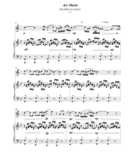 Schubert Ave Maria For Trumpet Piano Page 2