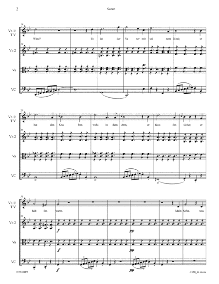 Schubert Erlknig D 328 Arranged For String Quartet Option Replace Violin 1 With Tenor Voice Page 2