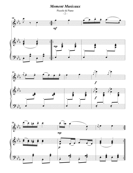 Schubert Moment Musicaux For Piccolo Piano Page 2