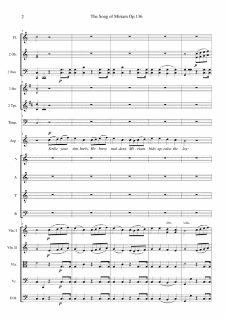 Schubert The Song Of Miriam Op 136 Full Score Page 2