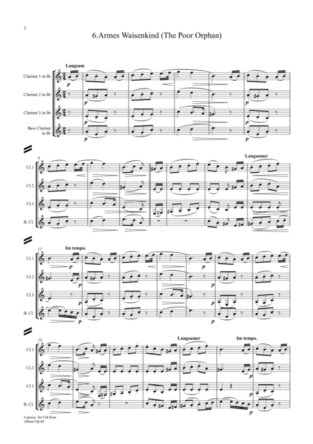 Schumann Album Fr Die Jugend Album For The Young Op 68 6 Pieces Arr Clarinet Quartet Page 2