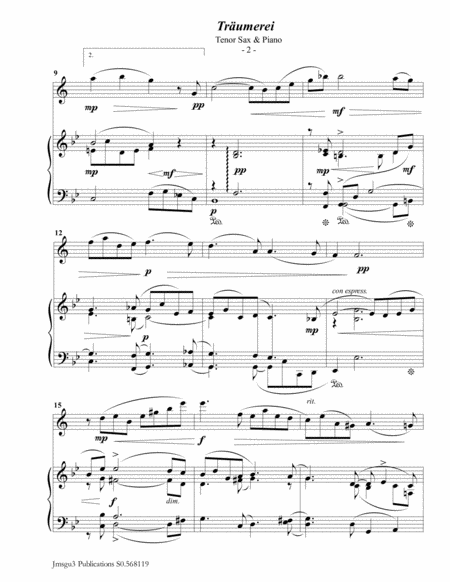 Schumann Trumerei Op 15 No 7 For Tenor Sax Piano Page 2