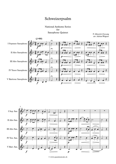 Schweizerpsalm National Anthem Of Switzerland Saxophone Quintet Arr Adrian Wagner Page 2