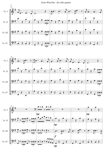 Scots Wha Hae Arranged For Cello Quartet Page 2