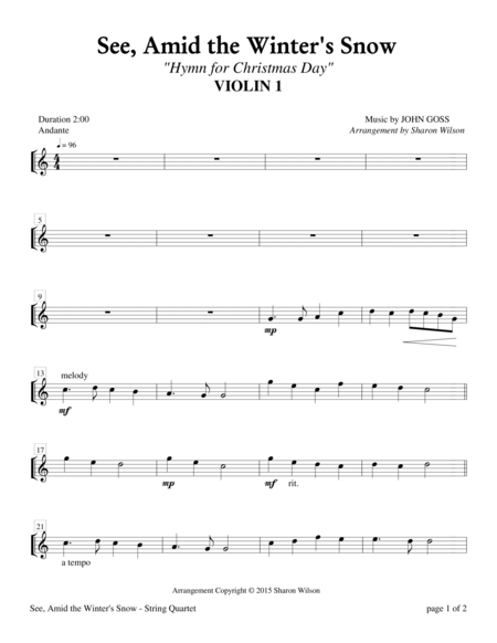 See Amid The Winters Snow For String Quartet Page 2