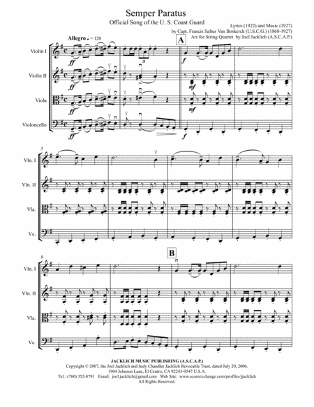 Semper Paratus Official Song Of The Us Coast Guard For String Quartet Page 2