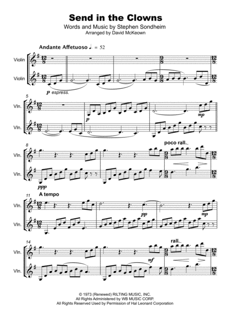 Send In The Clowns Duet For Two Violins Page 2