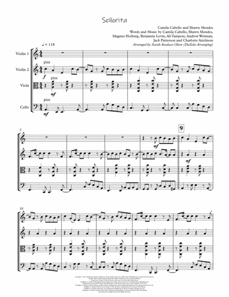 Seorita By Shawn Mendes Camila Cabello String Quartet Arranged By Dasola Page 2