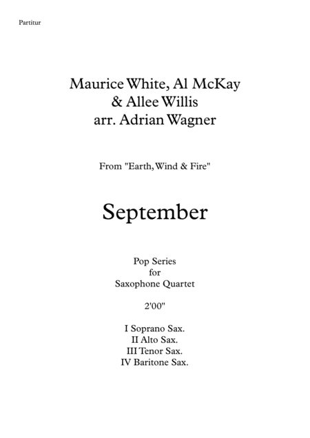 September Earth Wind Fire Saxophone Quartet Satb Arr Adrian Wagner Page 2