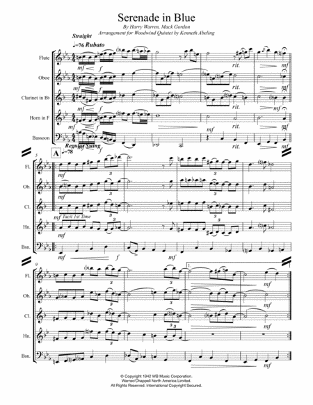 Serenade In Blue For Woodwind Quintet Page 2