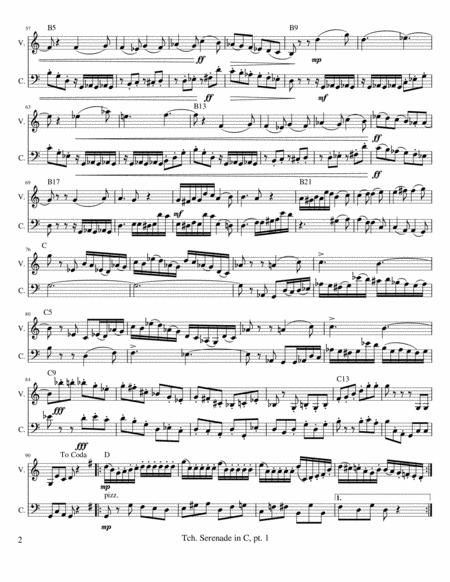 Serenade In C Part 1 Tchaikovsky For Violin Cello Easier Page 2