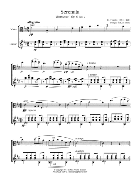 Serenata Rimpianto Op 6 For Viola And Easy Guitar D Major Page 2