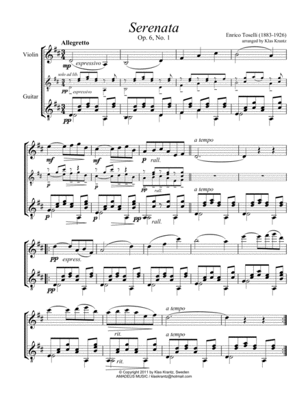 Serenata Rimpianto Op 6 For Violin And Guitar Page 2