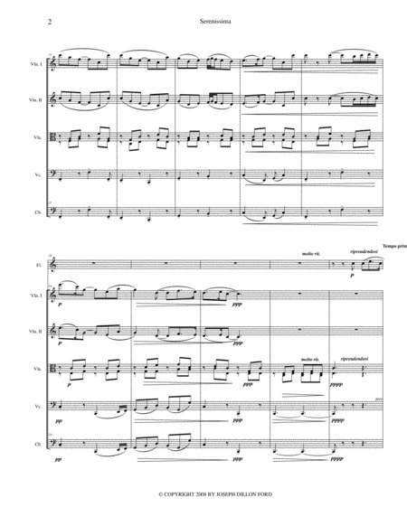 Serenissima For String Orchestra With Flute Oboe Clarinet And Bassoon Soloists Page 2