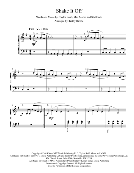 Shake It Off Piano Solo Page 2