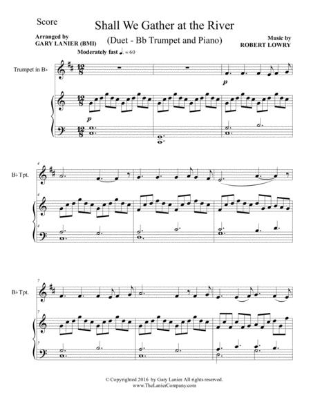 Shall We Gather At The River Duet Bb Trumpet Piano With Score Part Page 2