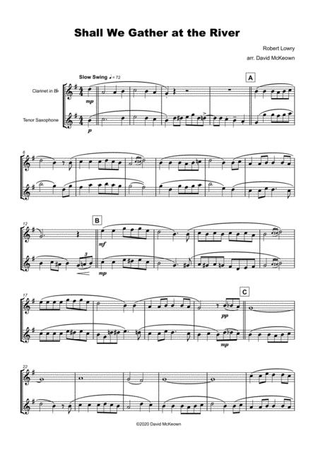 Shall We Gather At The River Gospel Hymn For Clarinet And Tenor Saxophone Duet Page 2