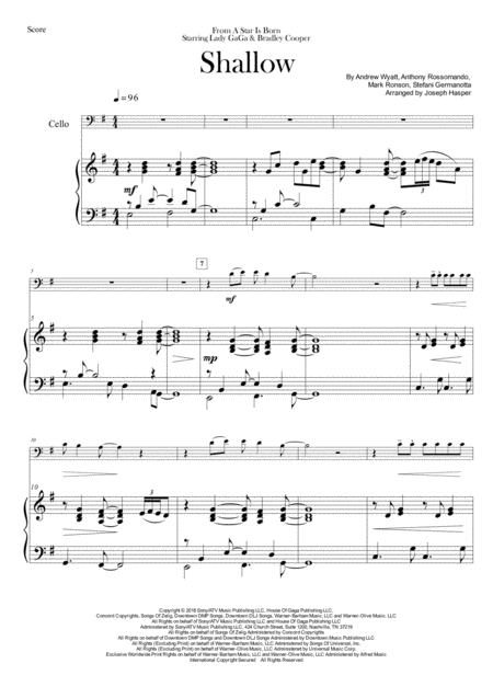 Shallow Cello Solo With Piano Page 2