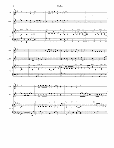 Shallow For Saxophone Quartet And Piano Page 2