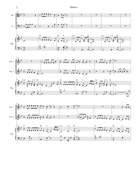 Shallow For String Quartet And Piano Page 2