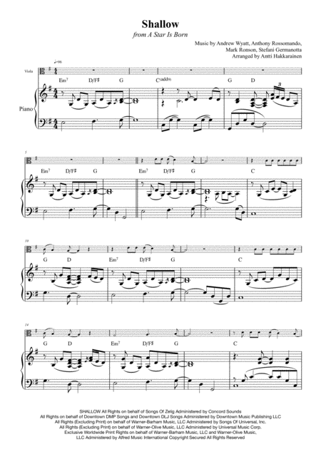 Shallow From A Star Is Born Viola Piano Page 2