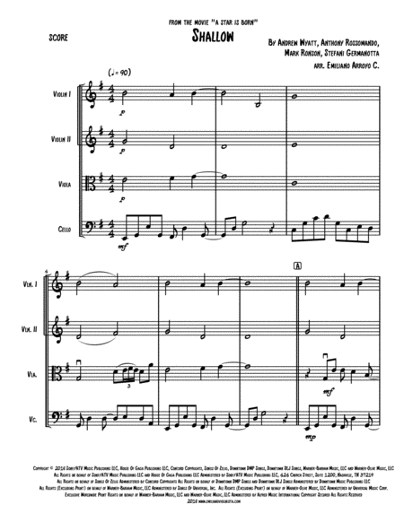Shallow From The Movie A Star Is Born By Lady Gaga And Bradley Cooper For String Quartet Page 2
