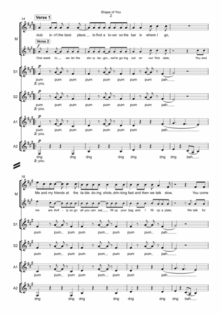 Shape Of You Choir In 5 Parts Page 2