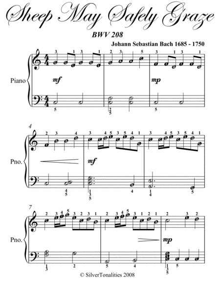 Sheep May Safely Graze Easy Piano Sheet Music Page 2