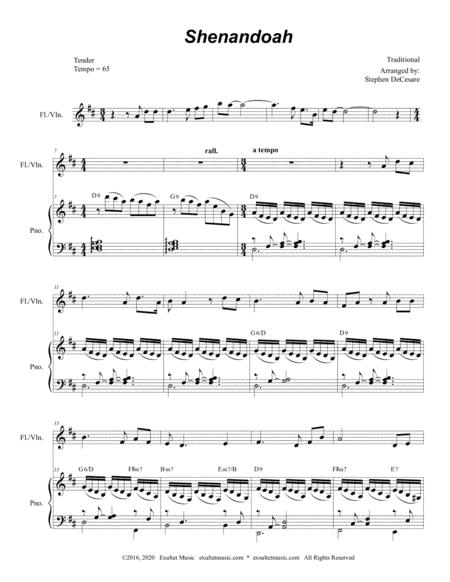 Shenandoah For Flute And Violin Solo And Piano Page 2