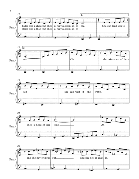 Shes Always A Woman Easy Piano Page 2