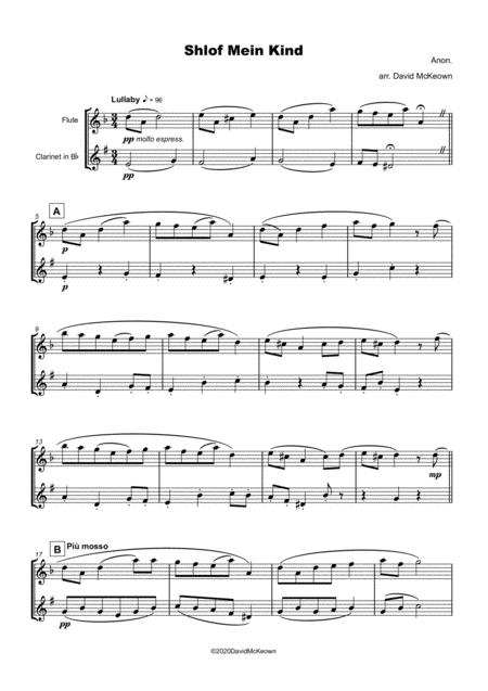 Shlof Mein Kind Jewish Lullaby For Flute And Clarinet Duet Page 2