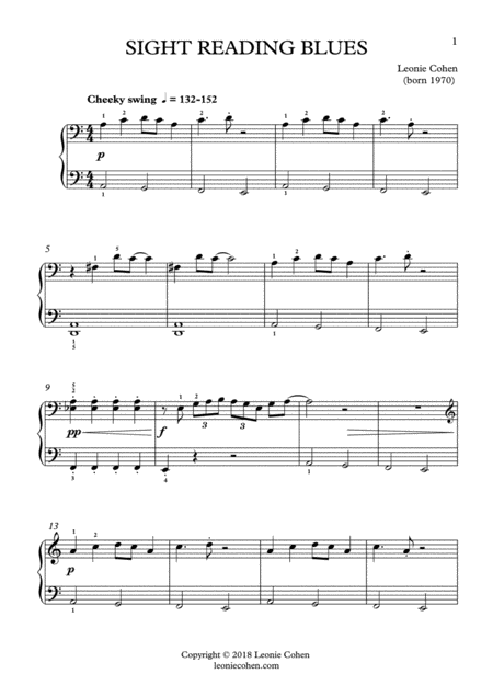 Sight Reading Blues Intermediate Jazz Piano Solo With Fingering Page 2