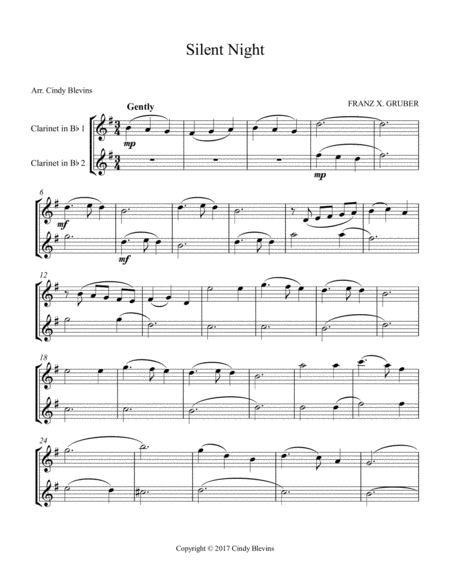 Silent Night Arranged For Bb Clarinet Duet Page 2