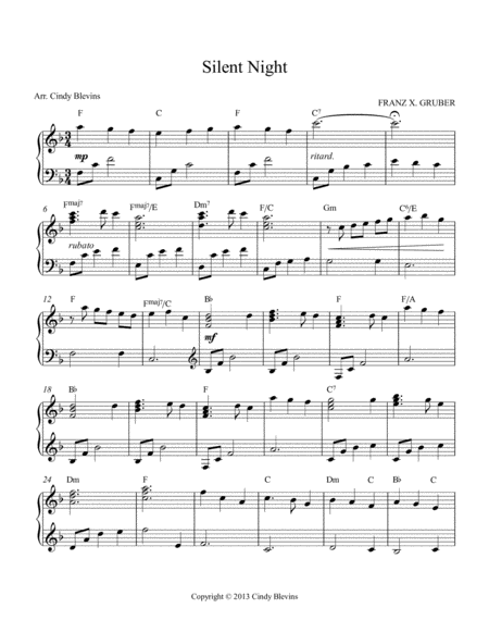 Silent Night Arranged For Double Strung Harp Page 2