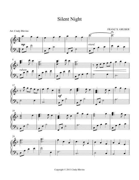 Silent Night Arranged For Lever Or Pedal Harp Page 2