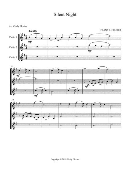 Silent Night Arranged For Violin Trio Page 2