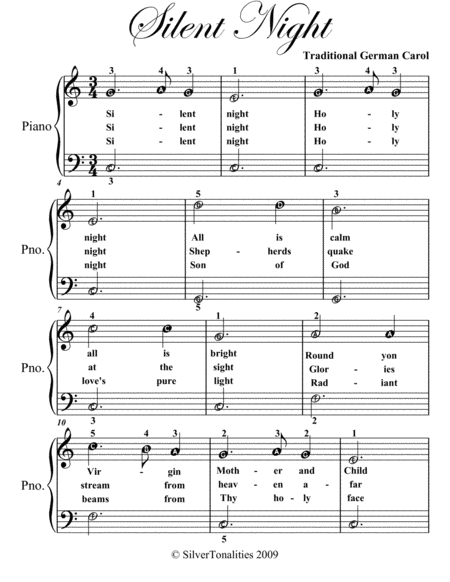 Silent Night Easiest Piano Sheet Music Page 2