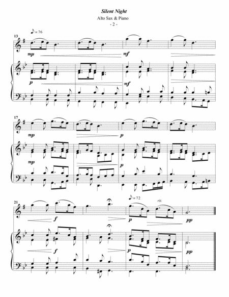 Silent Night For Alto Sax Piano Page 2