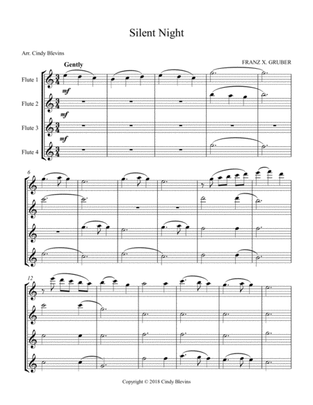Silent Night For Flute Quartet Page 2