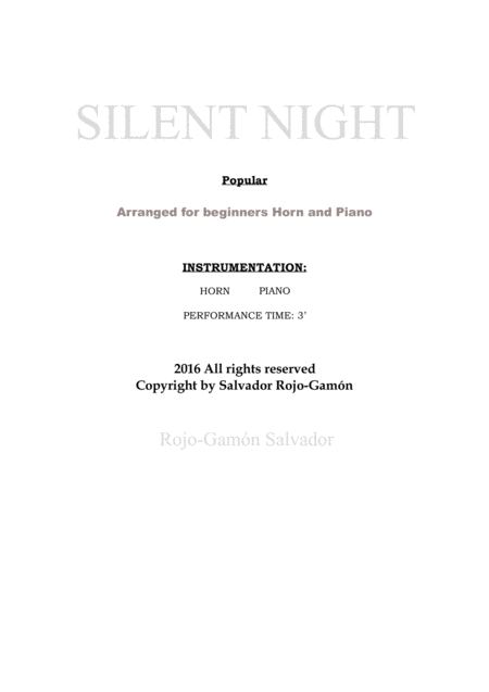 Silent Night For Horn And Piano Page 2