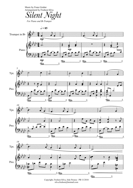 Silent Night For Piano And Bb Trumpet Page 2