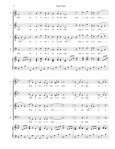 Silent Night For Satb Choir With Piano Accompaniment Page 2