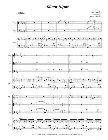 Silent Night For String Trio And Piano Page 2