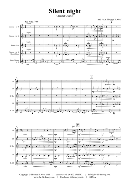 Silent Night Stille Nacht Jazz Waltz Clarinet Quartet Page 2