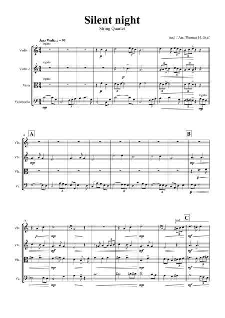 Silent Night Stille Nacht Jazz Waltz String Quartet Page 2