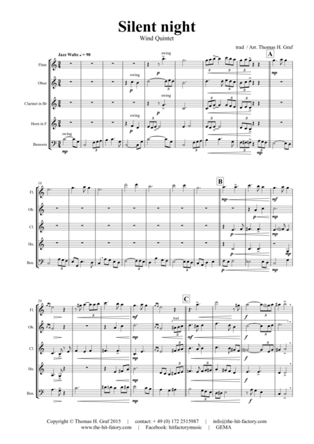 Silent Night Stille Nacht Jazz Waltz Wind Quintet Page 2