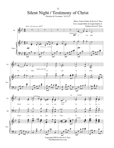 Silent Night Testimony Of Christ Satb Choir With Piano Accompaniment Page 2